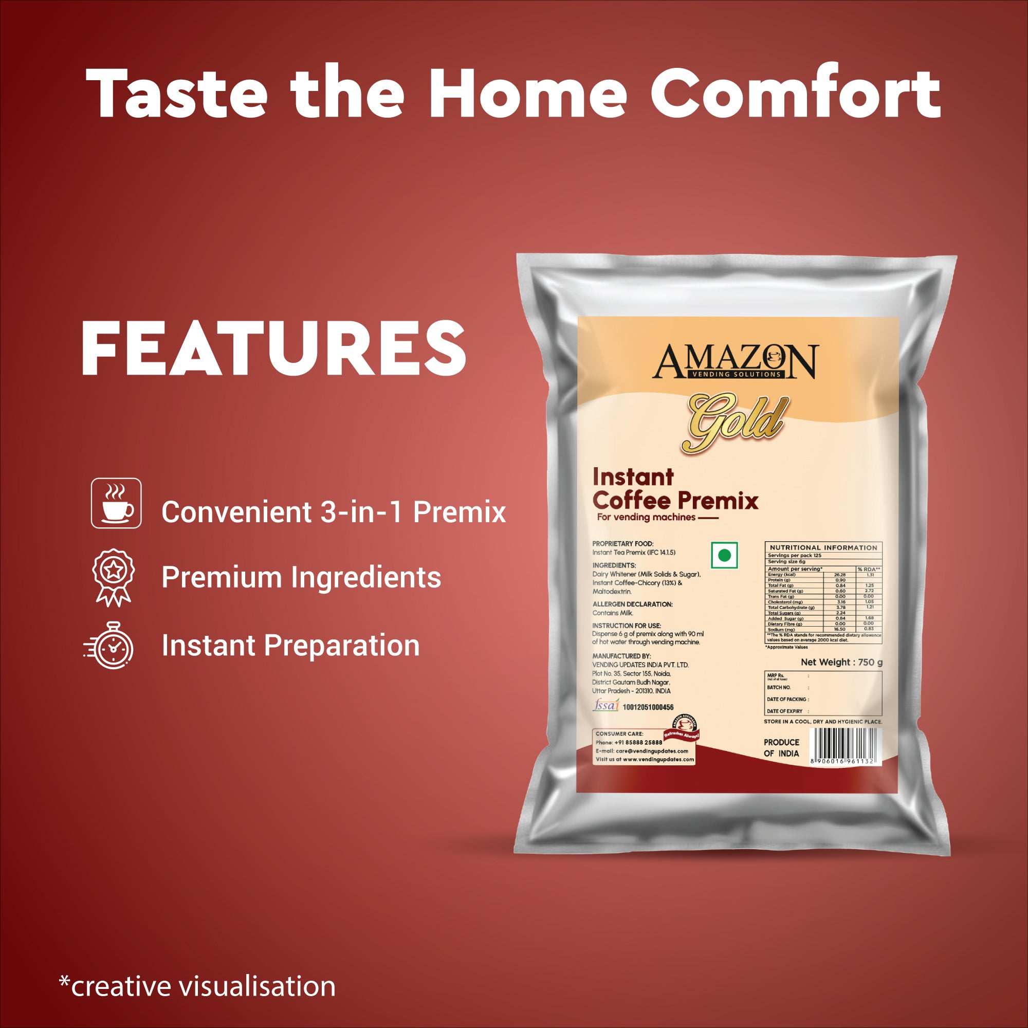 AMAZON GOLD INSTAT COFFEE PREMIX view 2