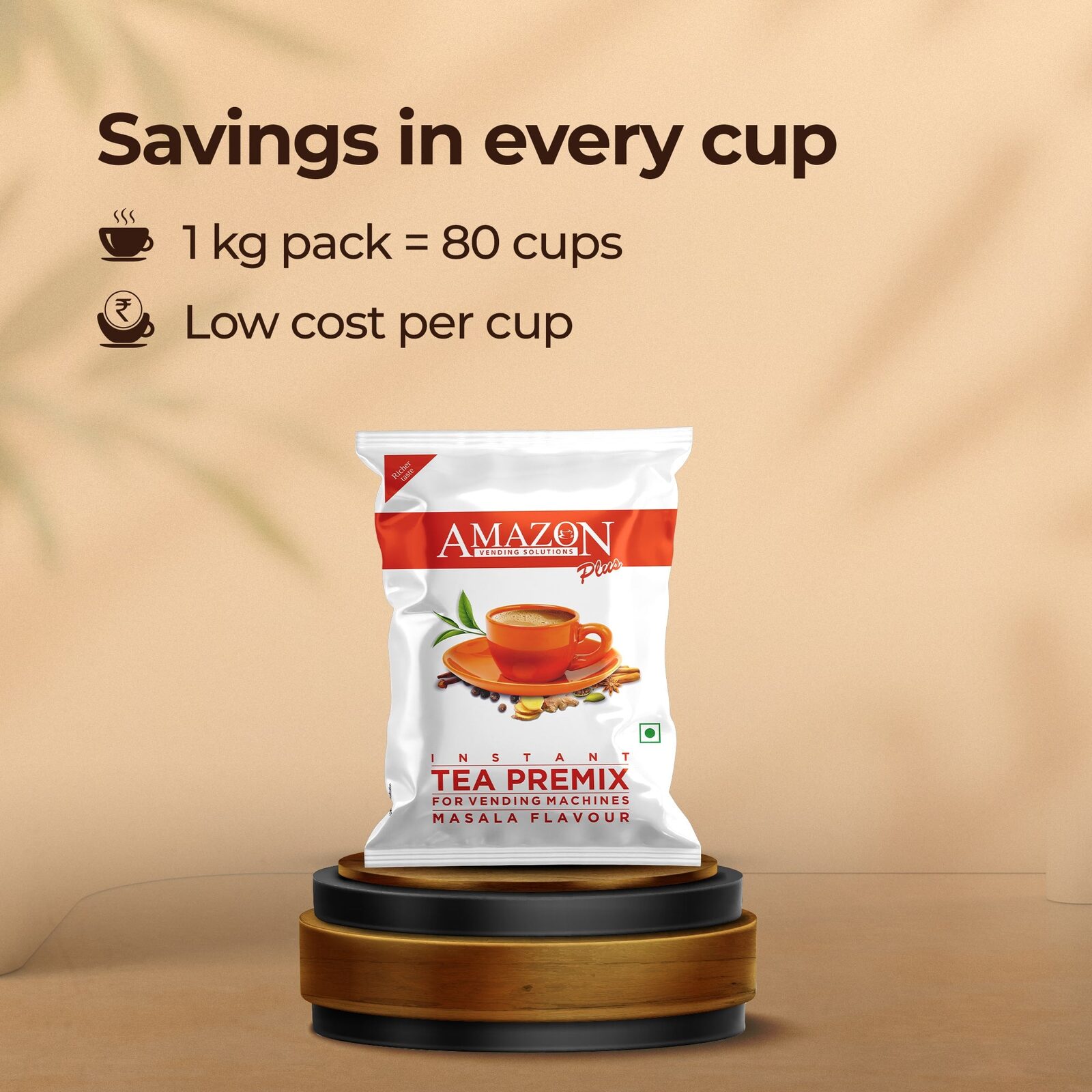 AMAZON Plus Masala 3-in-1 Tea Premix Powder 1KG for Vending Machine view 10