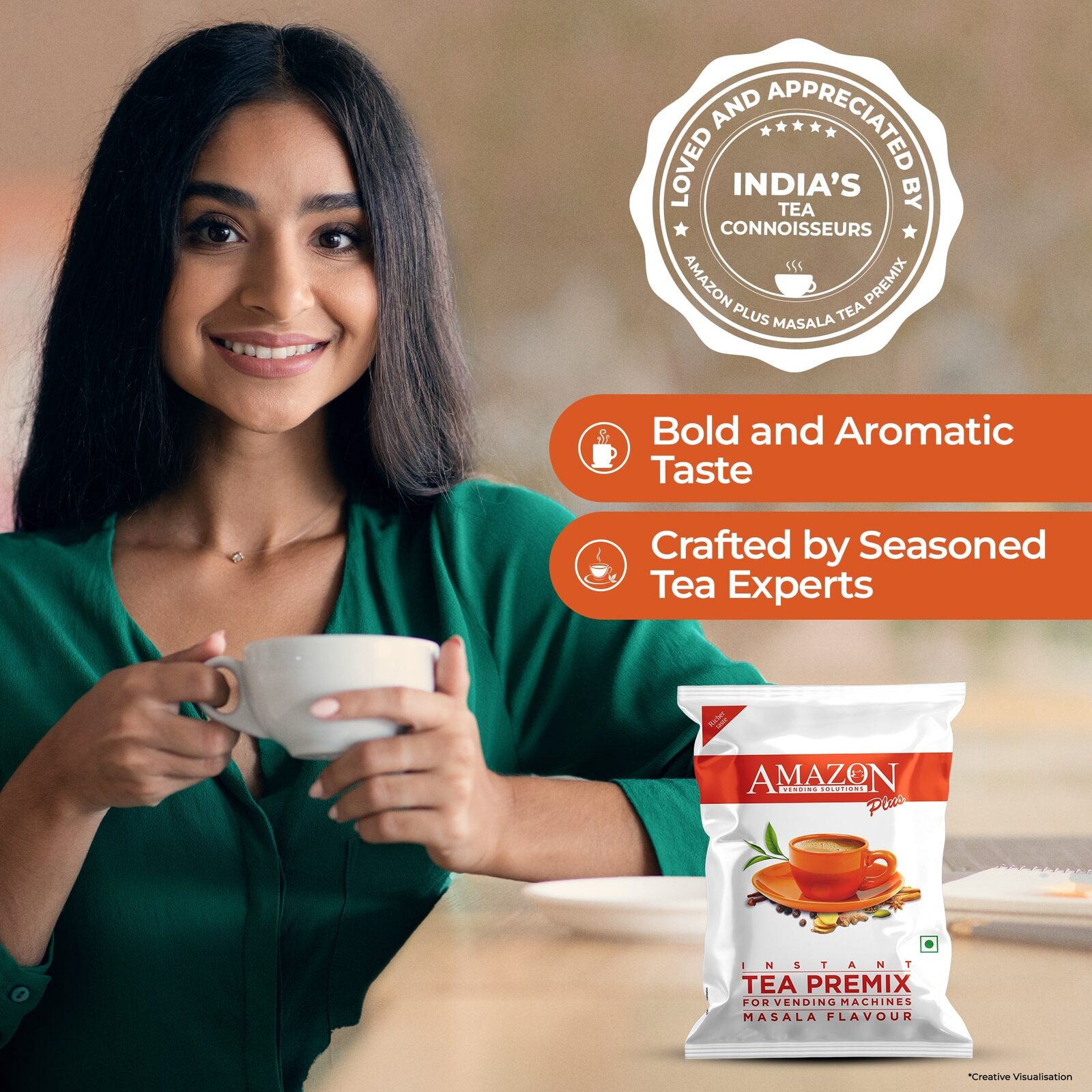 AMAZON Plus Masala 3-in-1 Tea Premix Powder 1KG for Vending Machine view 2