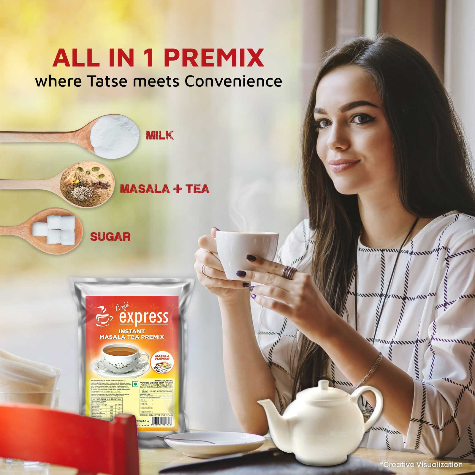 Cafe Express 3-in-1 Masala Tea Premix – 1kg Pack view 5