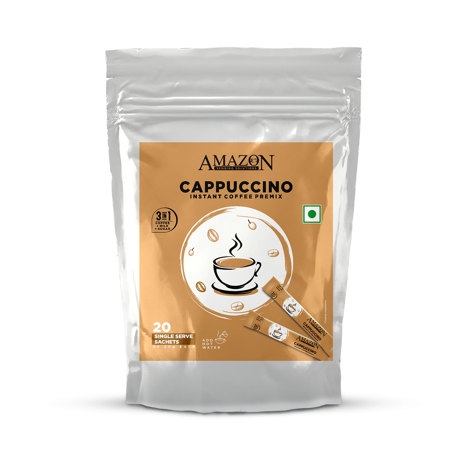 AMAZON 3-IN-1 CAPPUCCINO COFFEE Single Serve Sachets Premix Pack view 1