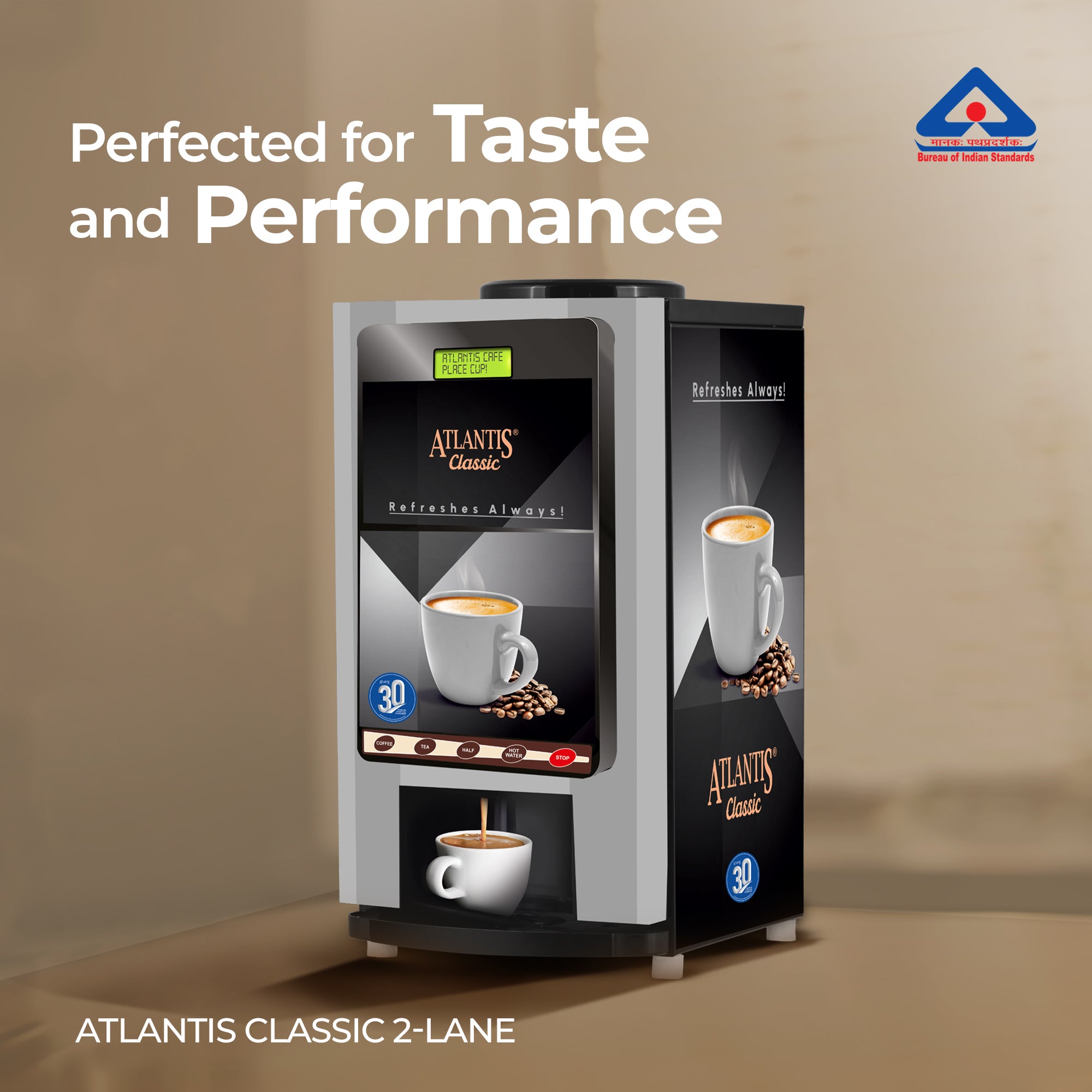 ATLANTIS CLASSIC - 2 Lane Tea-Coffee Vending Machine - 3 Ltrs hot Tank view 2