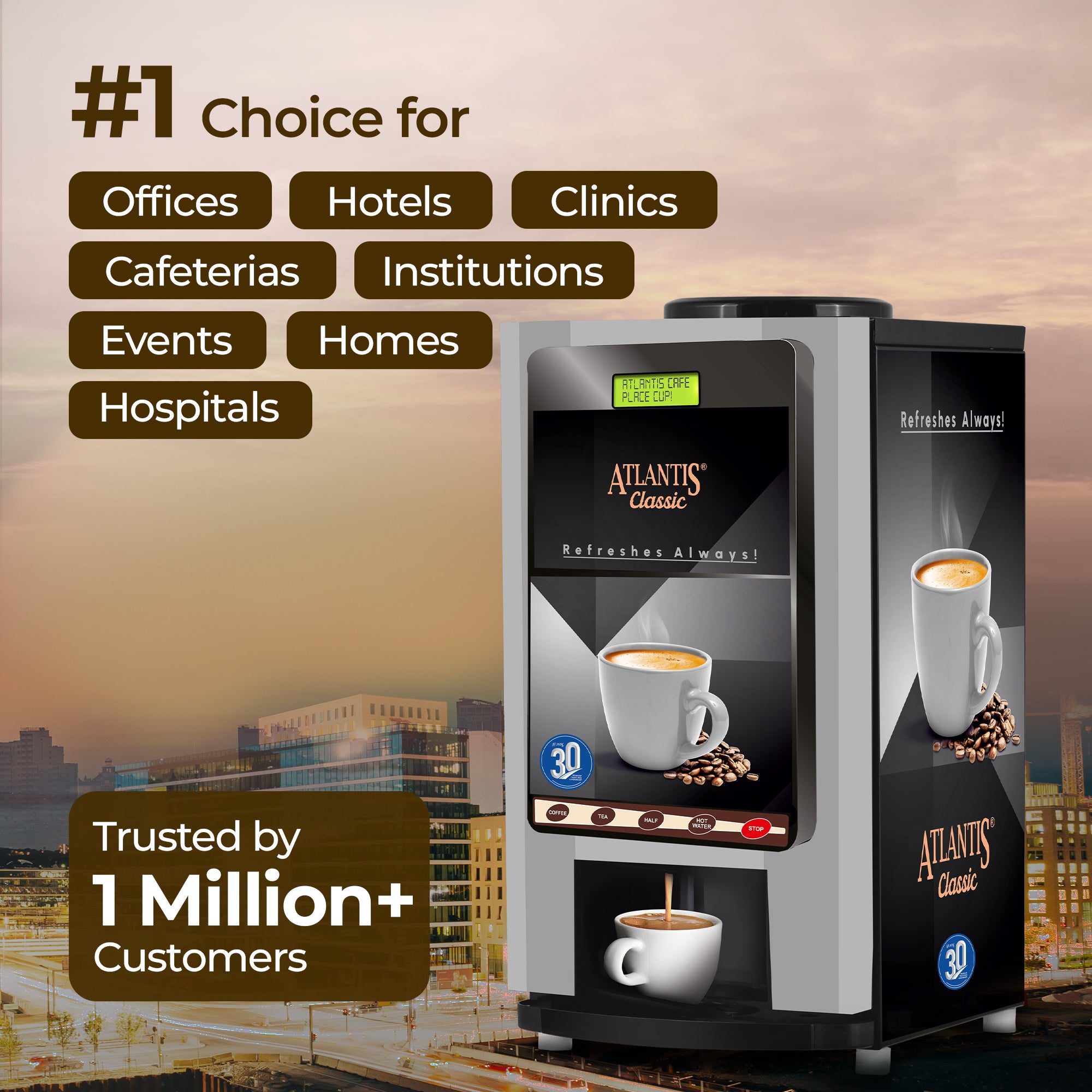 ATLANTIS CLASSIC - 2 Lane Tea-Coffee Vending Machine - 3 Ltrs hot Tank view 7