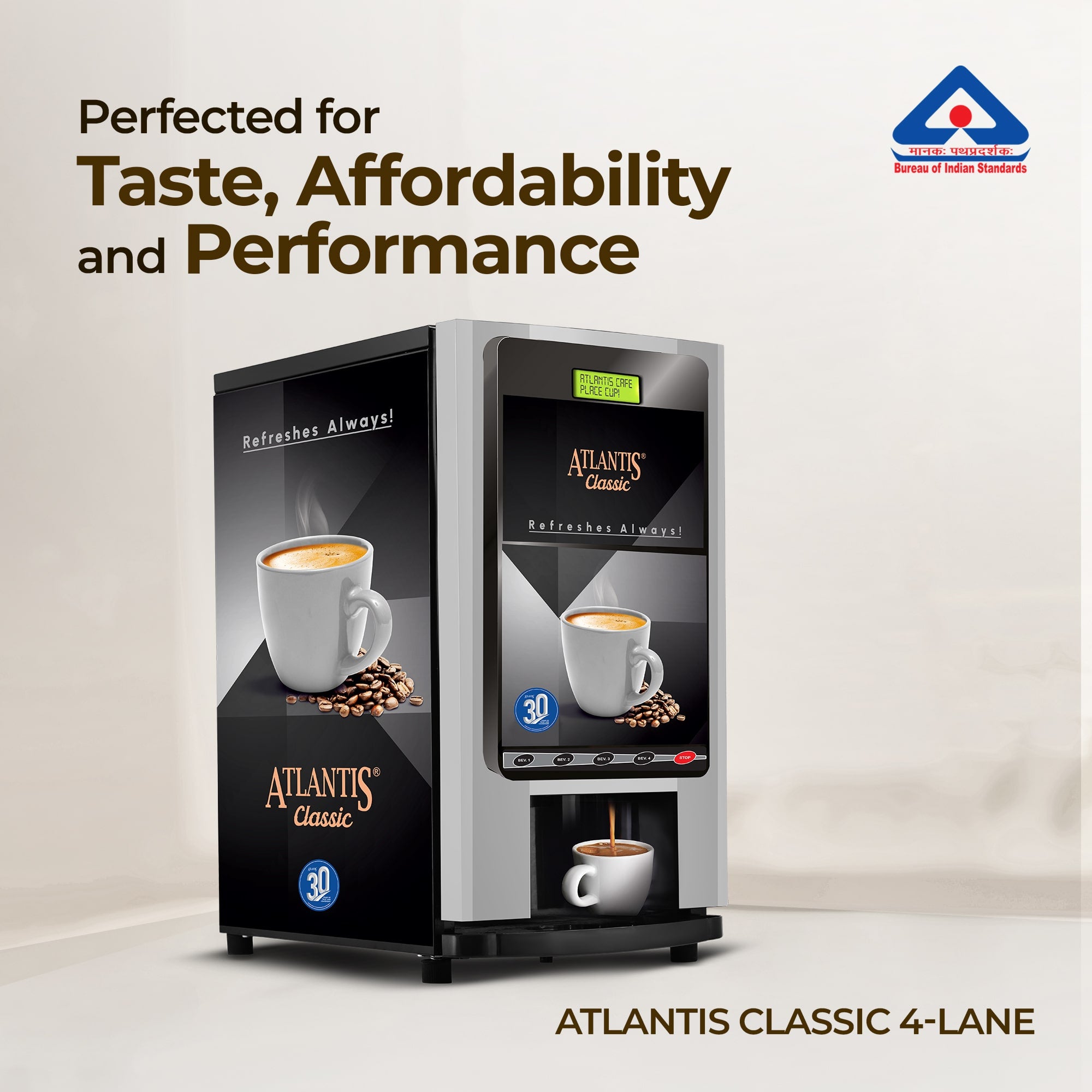 ATLANTIS CLASSIC 4 Lane Tea & Coffee Vending Machine  3 Ltrs hot Tank view 5