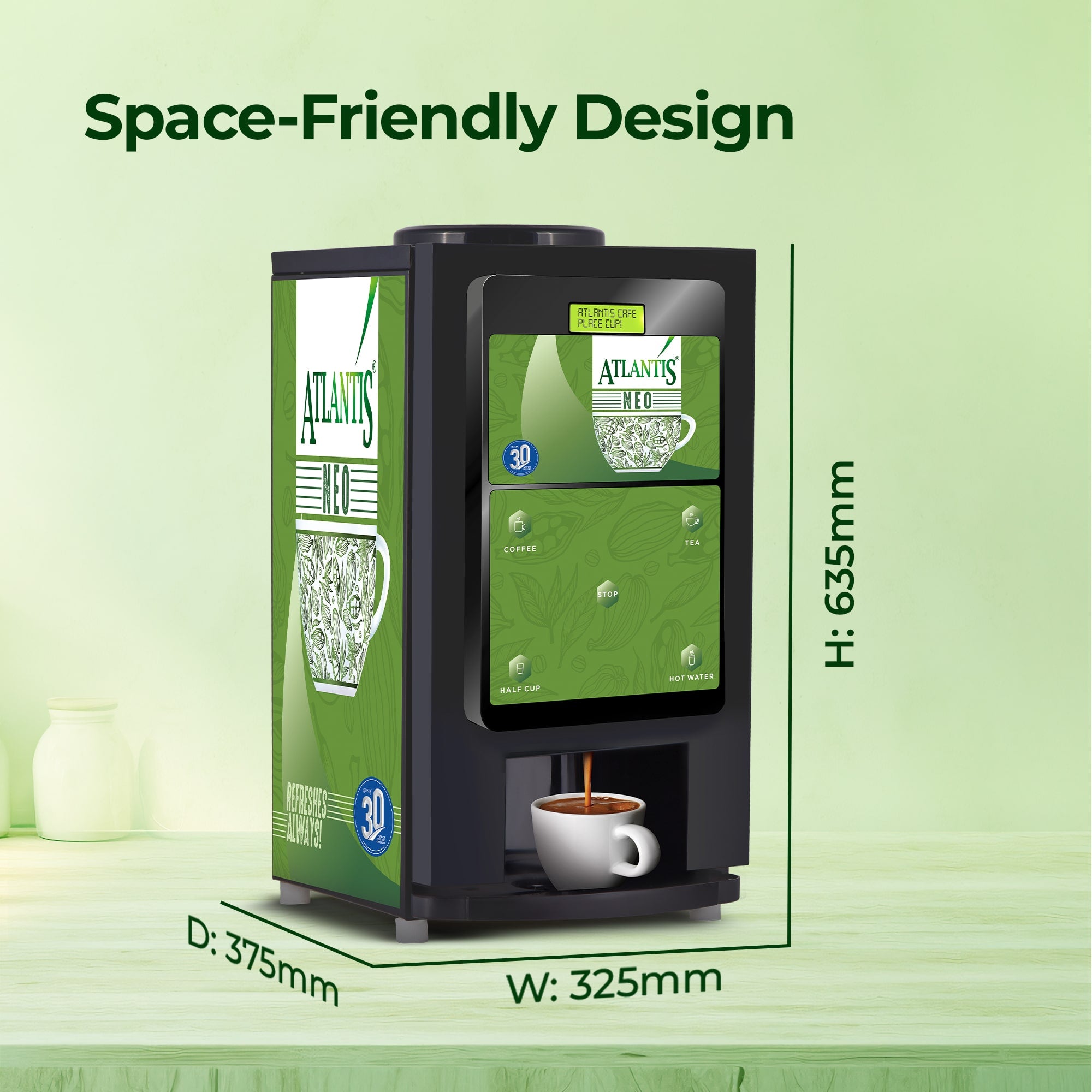 ATLANTIS NEO 2-Lane Tea and Coffee Vending Machine - Dedicated Hot Water view 4