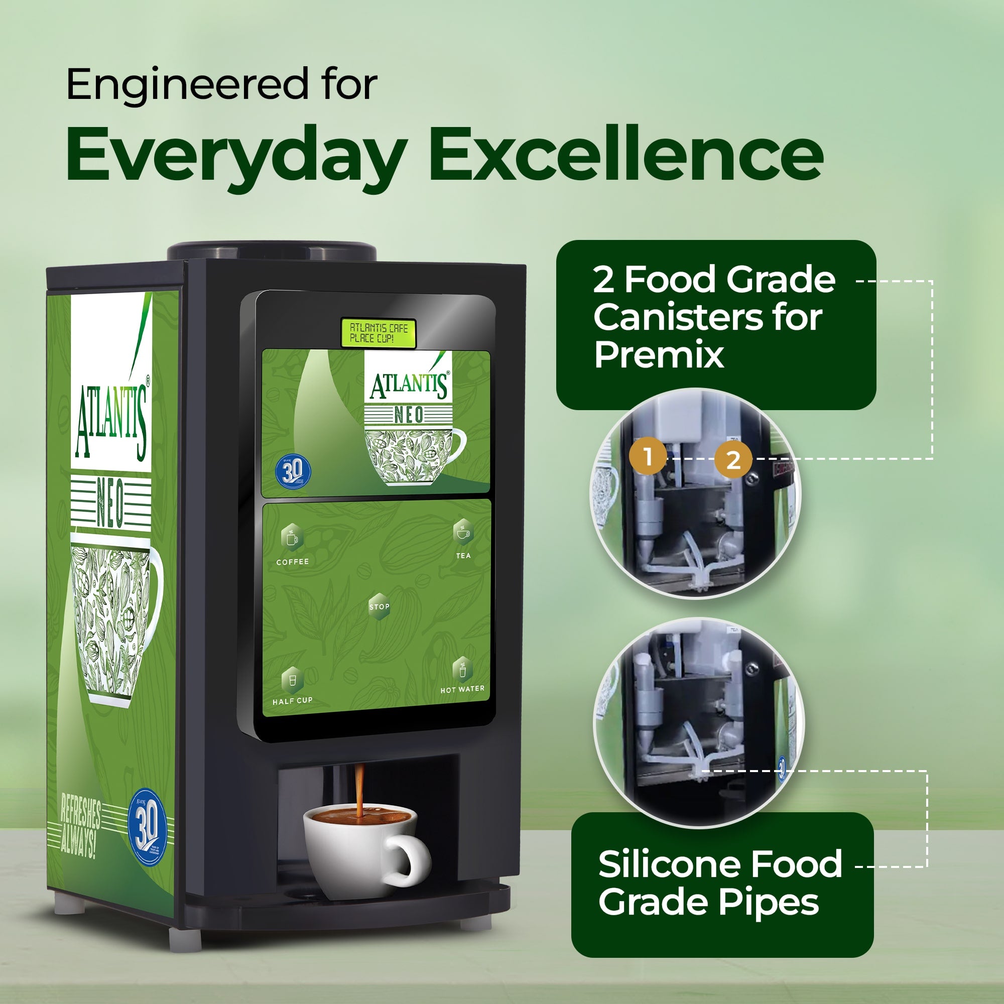 ATLANTIS NEO 2-Lane Tea and Coffee Vending Machine - Dedicated Hot Water view 9