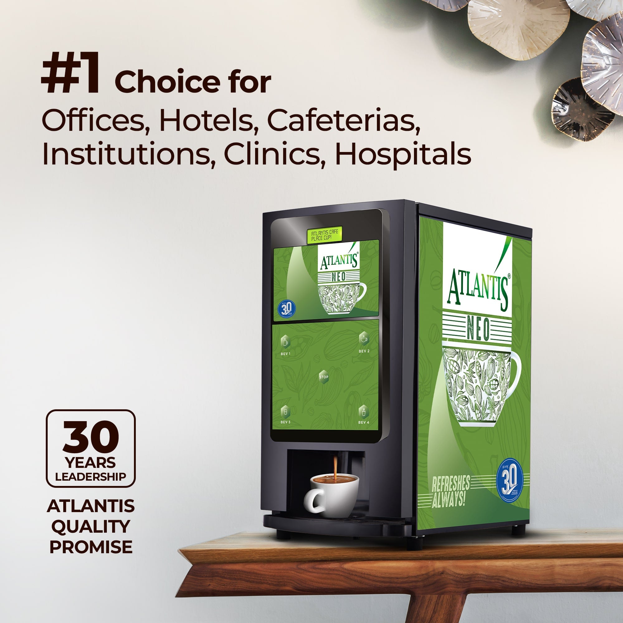 ATLANTIS NEO 3-Lane Tea and Coffee Vending Machine - Dedicated Hot Water view 5