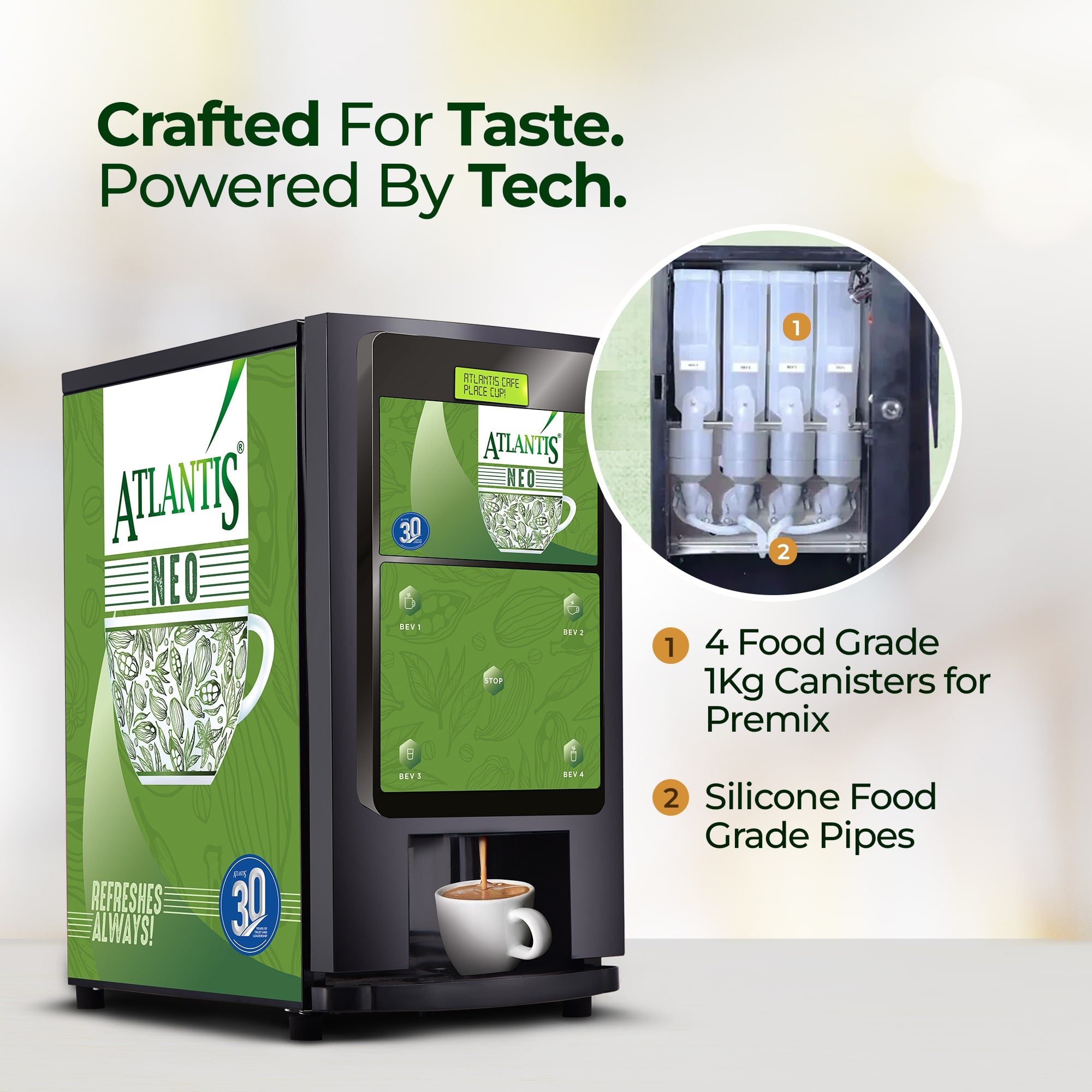 ATLANTIS NEO 4-Lane Tea and Coffee Vending Machines - Dedicated Hot Water view 3