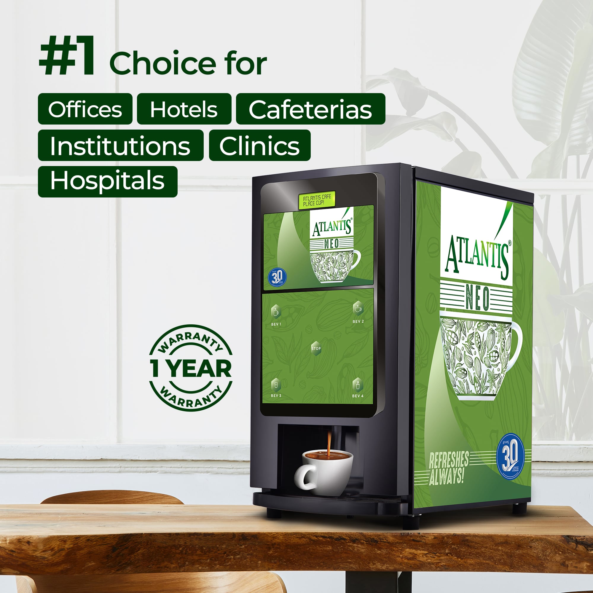 ATLANTIS NEO 4-Lane Tea and Coffee Vending Machines - Dedicated Hot Water view 6