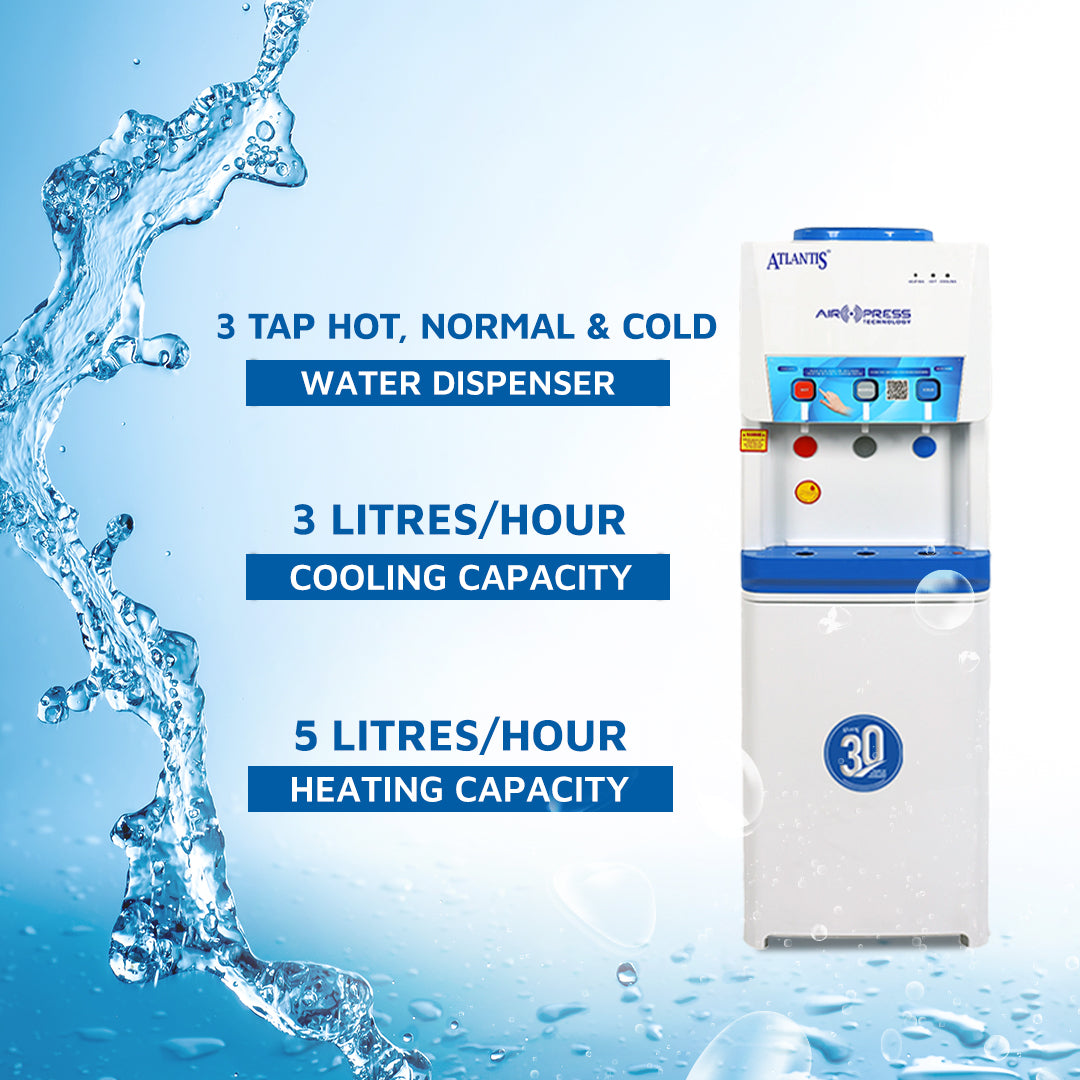 ATLANTIS AIRPRESS Touchless 3-Taps (Hot, Normal & Cold) Floor Standing Water Dispenser view 2