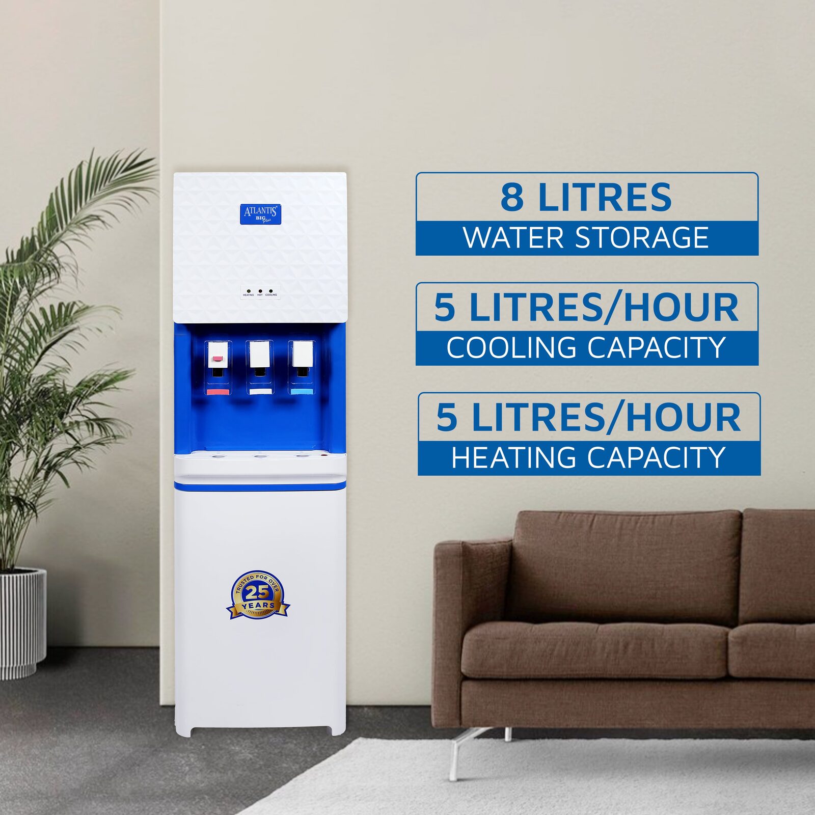 ATLANTIS BIG PLUS Floor Standing Water Dispenser - Available Space for RO Setup-3 Taps view 11