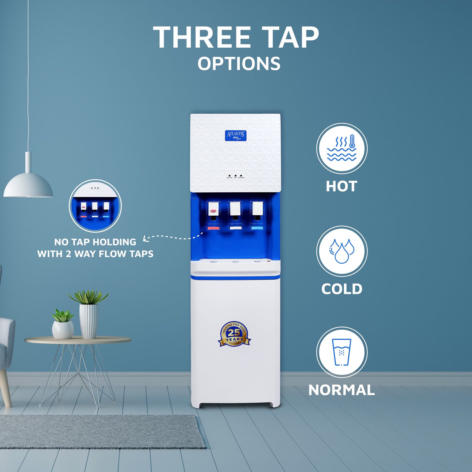 ATLANTIS BIG PLUS Floor Standing Water Dispenser - Available Space for RO Setup-3 Taps view 2