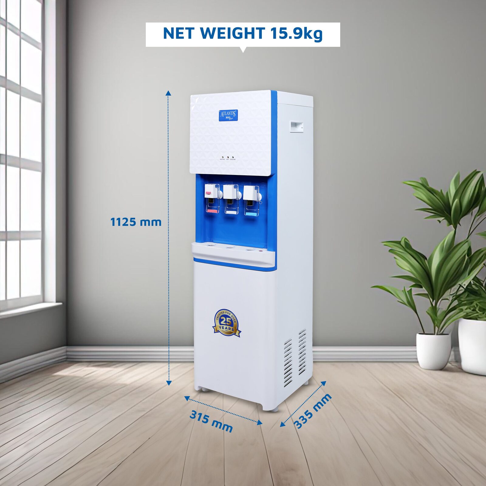 ATLANTIS BIG PLUS Floor Standing Water Dispenser - Available Space for RO Setup-3 Taps view 4