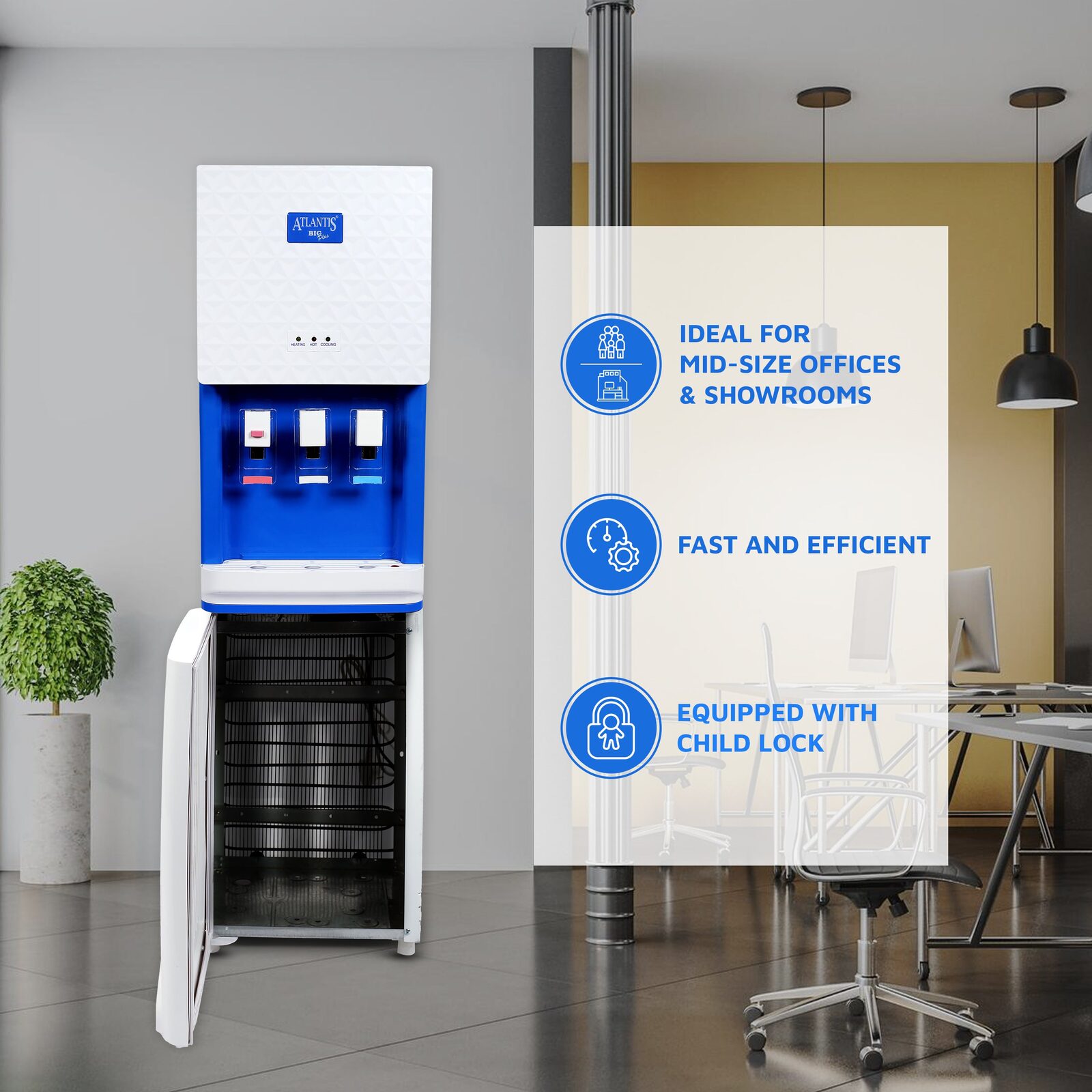 ATLANTIS BIG PLUS Floor Standing Water Dispenser - Available Space for RO Setup-3 Taps view 6