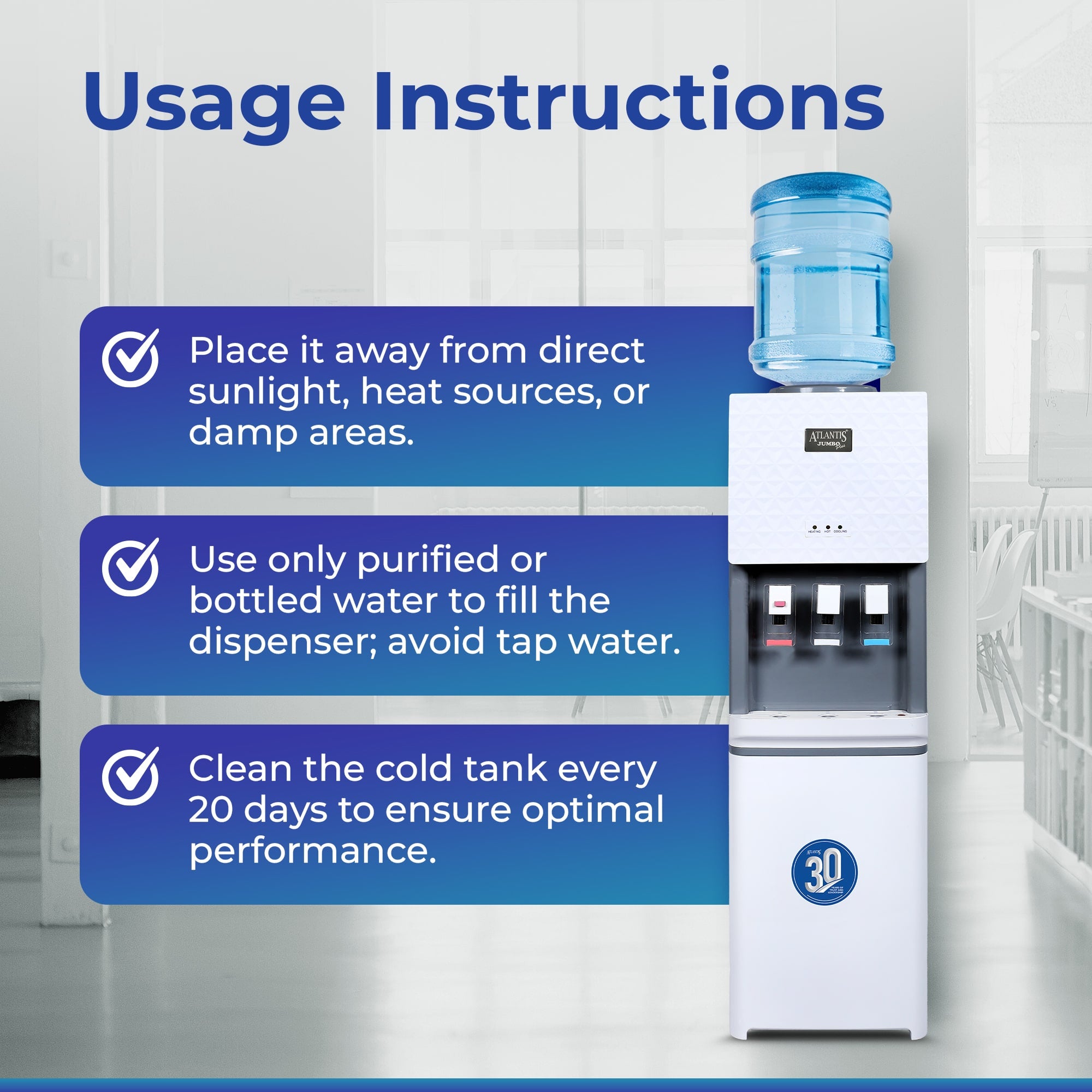 ATLANTIS JUMBO PLUS (Hot, Normal & Cold ) Floor Standing Water Dispenser view 9